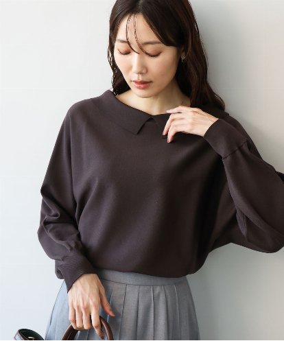 FKFJD34140 MK MICHEL KLEIN [洗える/前後2way]ロールネックカラードルマンニット