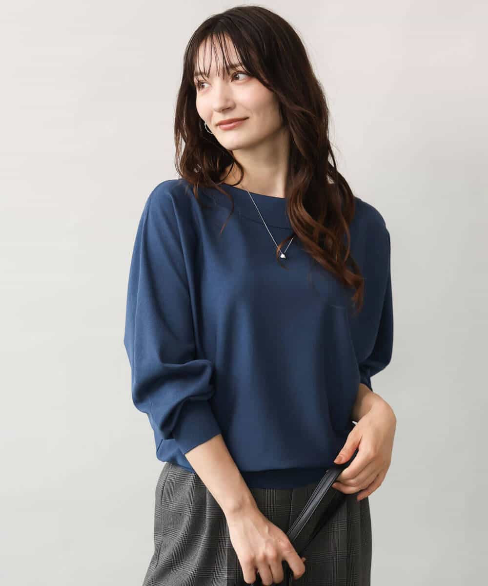 FKFJD34140 MK MICHEL KLEIN(MK ミッシェルクラン) [洗える/前後2way]ロールネックカラードルマンニット アイボリー