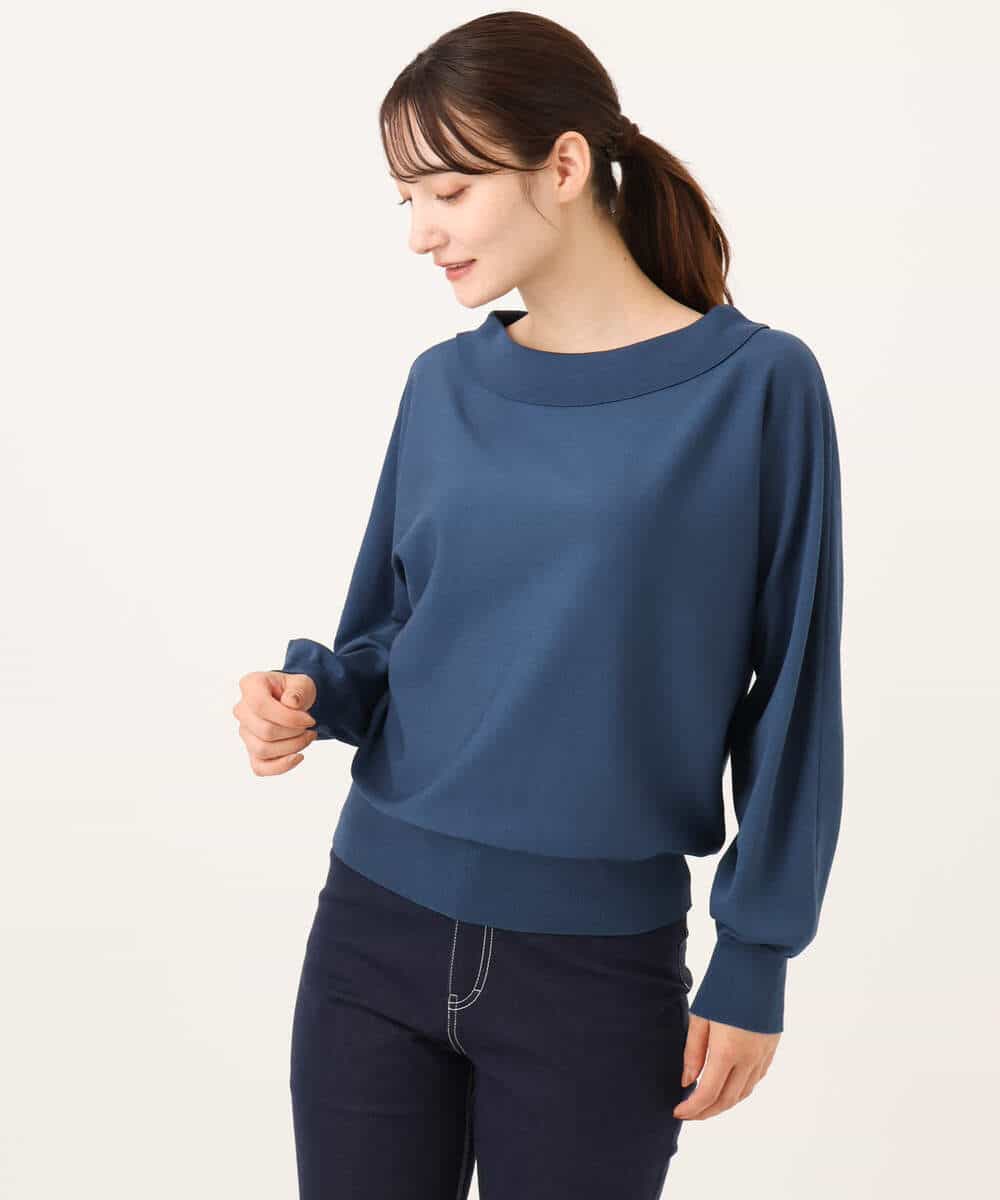 FKFJD34140 MK MICHEL KLEIN(MK ミッシェルクラン) [洗える/前後2way]ロールネックカラードルマンニット アイボリー