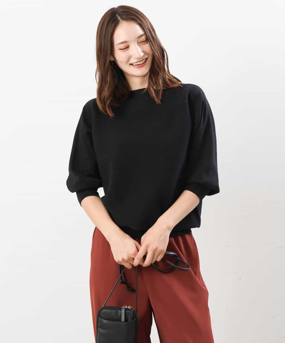 FKFJS18130 MK MICHEL KLEIN(MK ミッシェルクラン) ボートネックニット/洗える ブルー