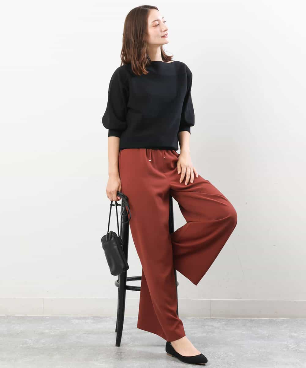 FKFJS18130 MK MICHEL KLEIN(MK ミッシェルクラン) ボートネックニット/洗える ブルー