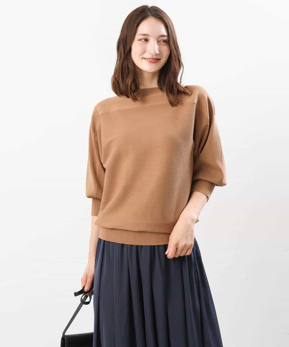 FKFJS18130 MK MICHEL KLEIN(MK ミッシェルクラン) ボートネックニット/洗える ブルー