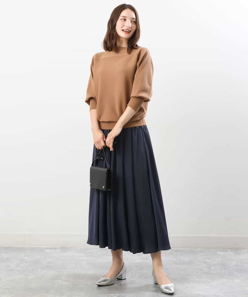 FKFJS18130 MK MICHEL KLEIN(MK ミッシェルクラン) ボートネックニット/洗える ブルー
