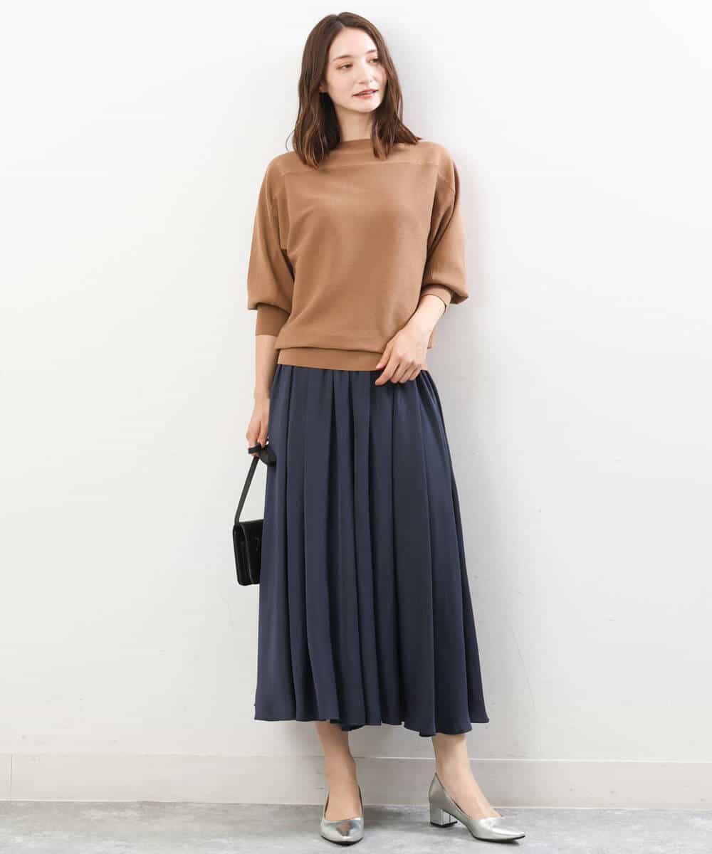 FKFJS18130 MK MICHEL KLEIN(MK ミッシェルクラン) ボートネックニット/洗える ブルー