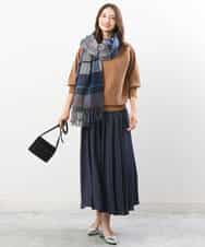 FKFJS18130 MK MICHEL KLEIN(MK ミッシェルクラン) ボートネックニット/洗える ブルー