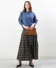 FKFJS18130 MK MICHEL KLEIN(MK ミッシェルクラン) ボートネックニット/洗える ブルー