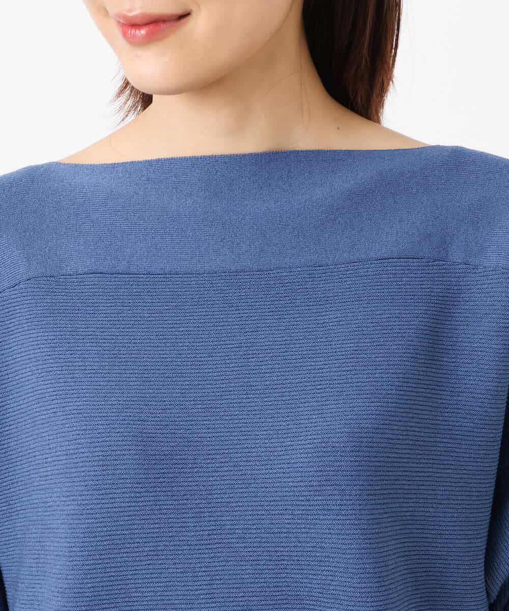 FKFJS18130 MK MICHEL KLEIN(MK ミッシェルクラン) ボートネックニット/洗える ブルー