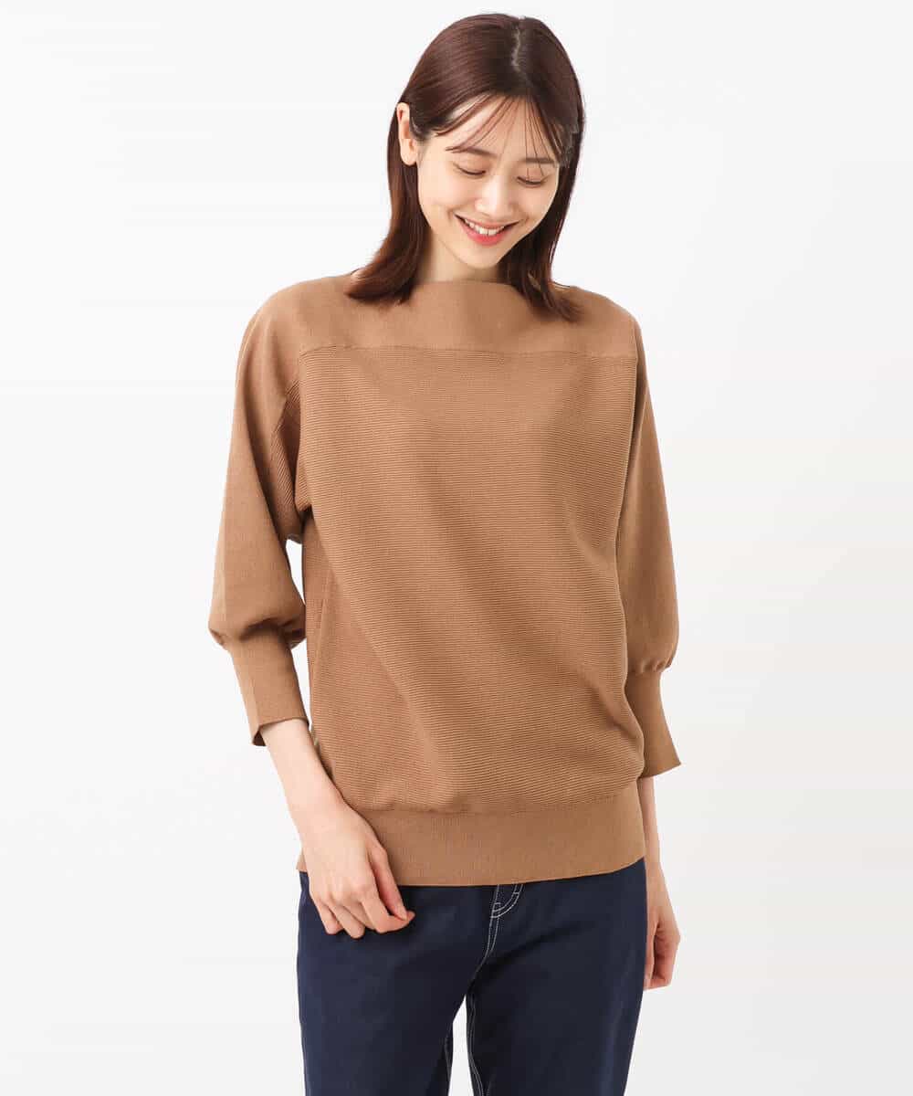FKFJS18130 MK MICHEL KLEIN(MK ミッシェルクラン) ボートネックニット/洗える ブルー