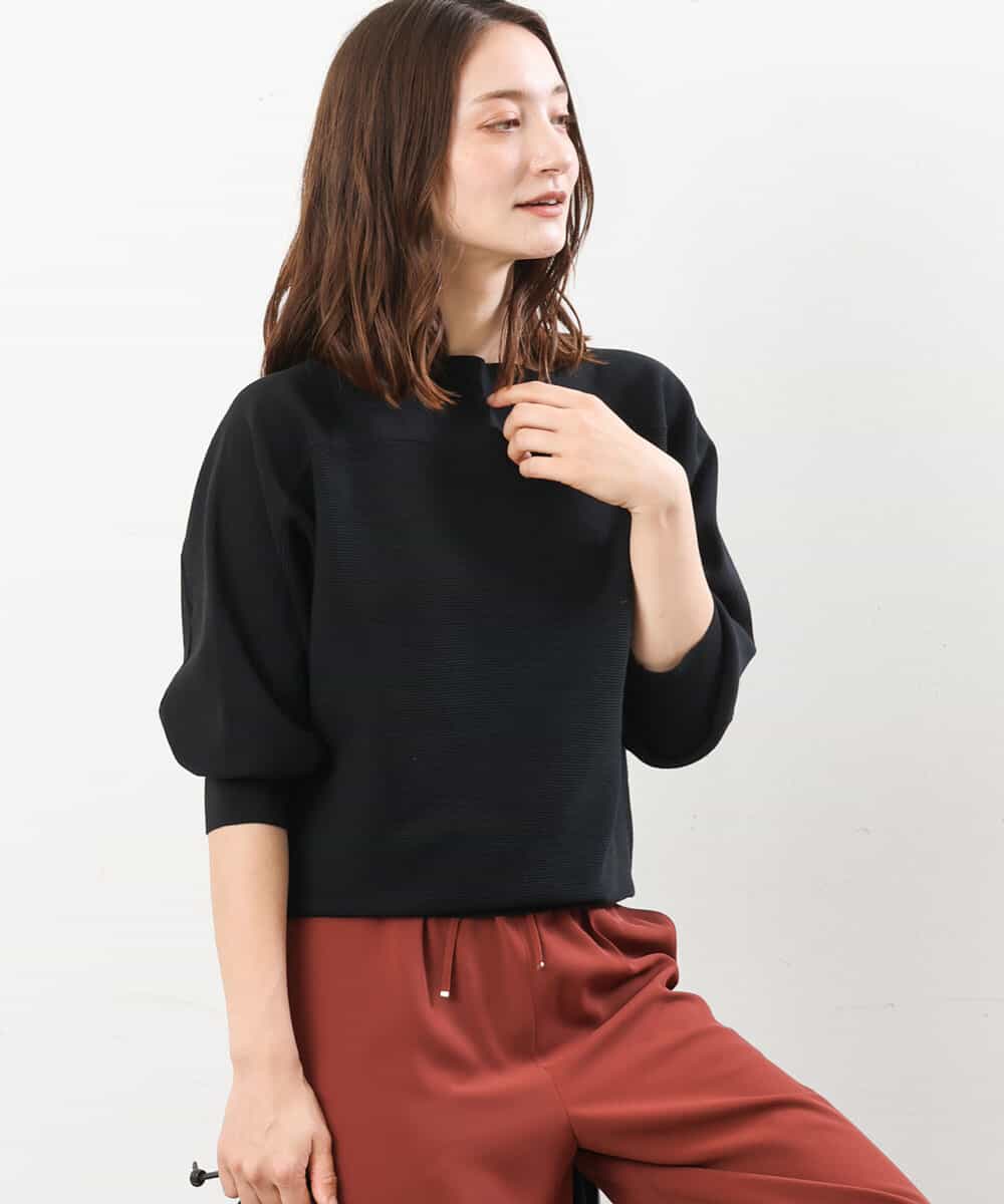FKFJS18130 MK MICHEL KLEIN(MK ミッシェルクラン) ボートネックニット/洗える ブラック