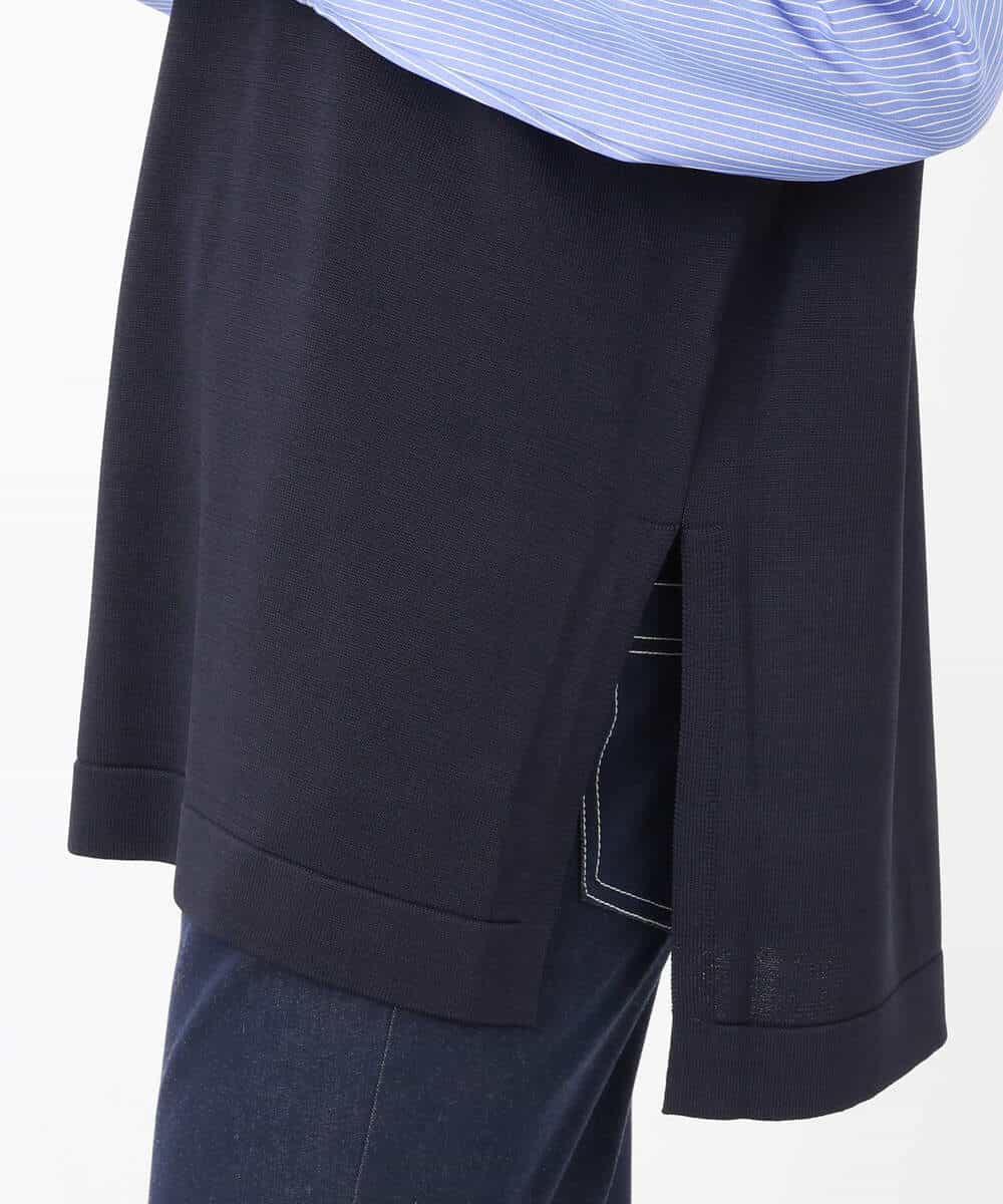 FKFJS40140 MK MICHEL KLEIN(MK ミッシェルクラン) ストライプスリーブレイヤードニット/洗える ネイビー