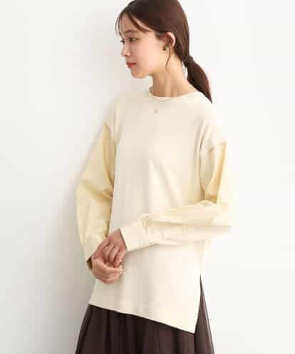 FKFJS40140 MK MICHEL KLEIN ストライプスリーブレイヤードニット/洗える
