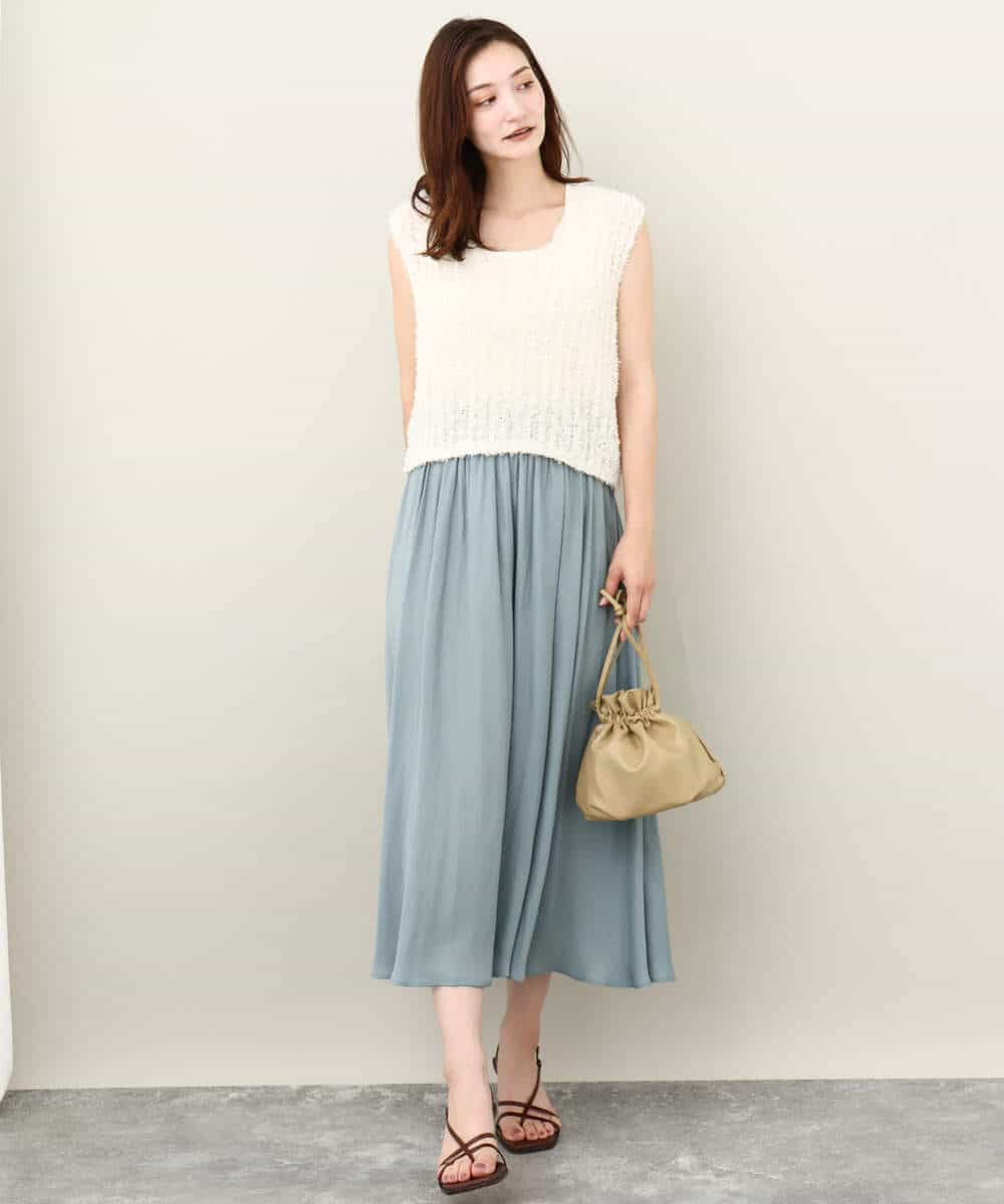FKFJV20090 MK MICHEL KLEIN(MK ミッシェルクラン) リボンヤーンニットベスト/洗える パープル