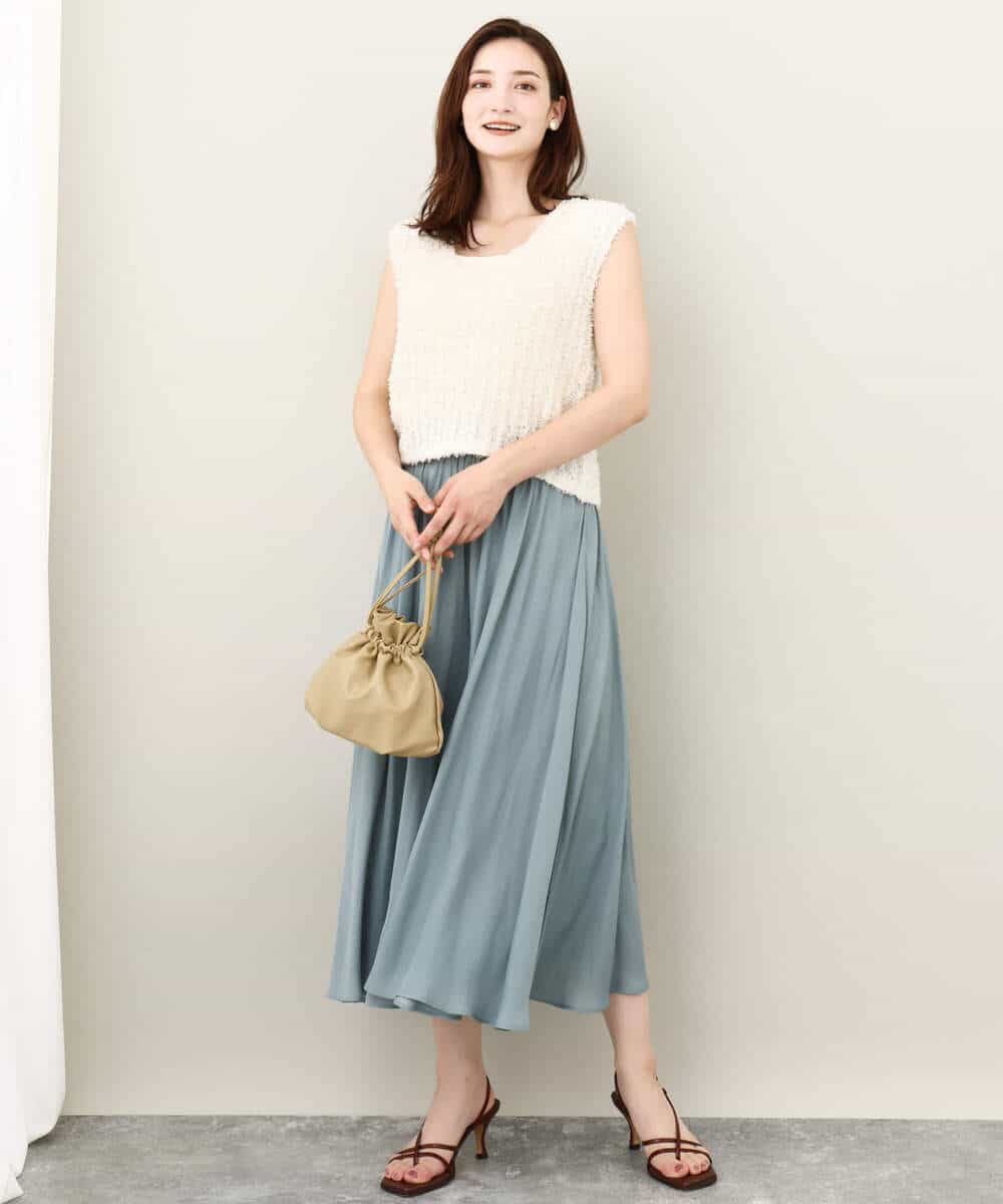 FKFJV20090 MK MICHEL KLEIN(MK ミッシェルクラン) リボンヤーンニットベスト/洗える パープル
