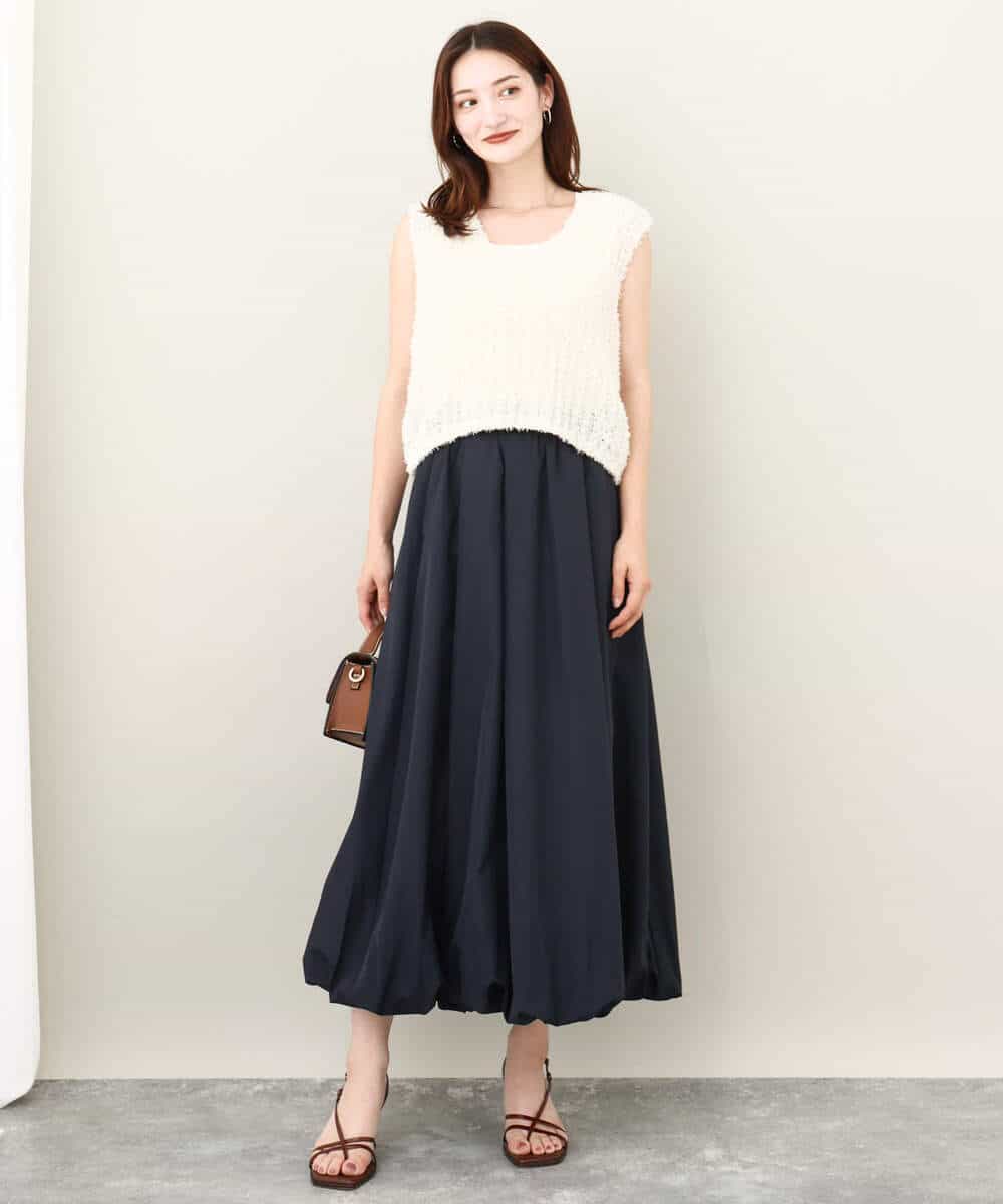 FKFJV20090 MK MICHEL KLEIN(MK ミッシェルクラン) リボンヤーンニットベスト/洗える パープル