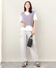 FKFJV20090 MK MICHEL KLEIN(MK ミッシェルクラン) リボンヤーンニットベスト/洗える パープル