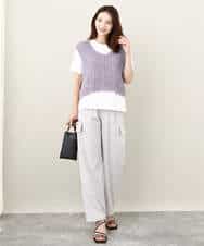FKFJV20090 MK MICHEL KLEIN(MK ミッシェルクラン) リボンヤーンニットベスト/洗える パープル