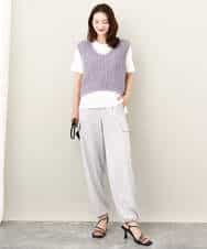 FKFJV20090 MK MICHEL KLEIN(MK ミッシェルクラン) リボンヤーンニットベスト/洗える パープル
