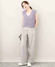 FKFJV20090 MK MICHEL KLEIN(MK ミッシェルクラン) リボンヤーンニットベスト/洗える パープル