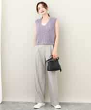 FKFJV20090 MK MICHEL KLEIN(MK ミッシェルクラン) リボンヤーンニットベスト/洗える パープル