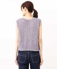 FKFJV20090 MK MICHEL KLEIN(MK ミッシェルクラン) リボンヤーンニットベスト/洗える パープル