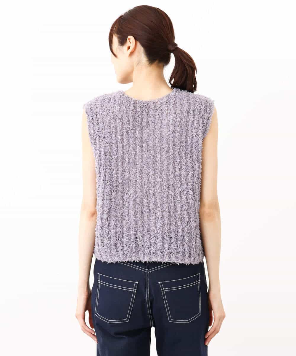 FKFJV20090 MK MICHEL KLEIN(MK ミッシェルクラン) リボンヤーンニットベスト/洗える パープル