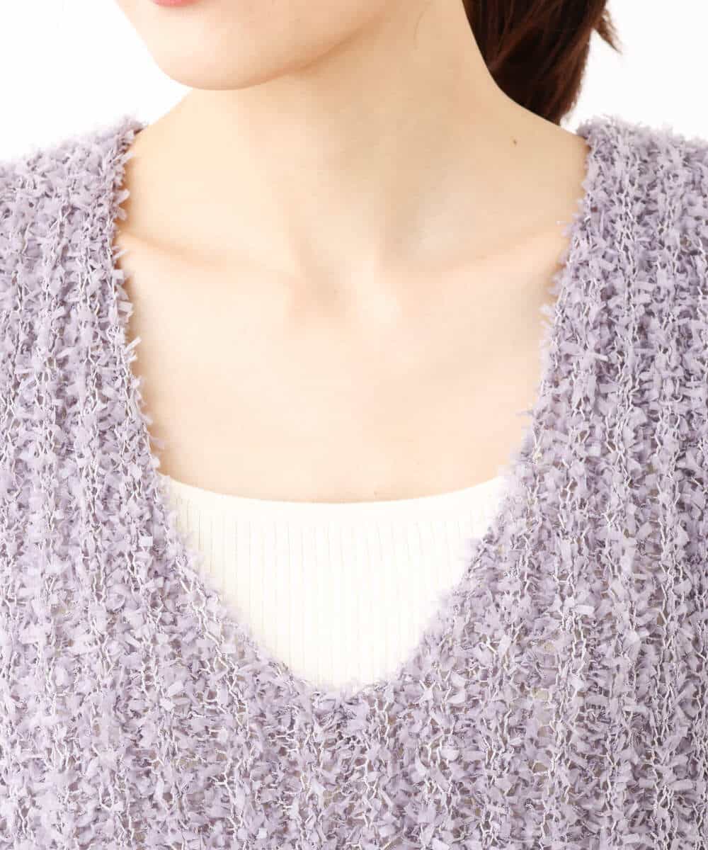 FKFJV20090 MK MICHEL KLEIN(MK ミッシェルクラン) リボンヤーンニットベスト/洗える パープル