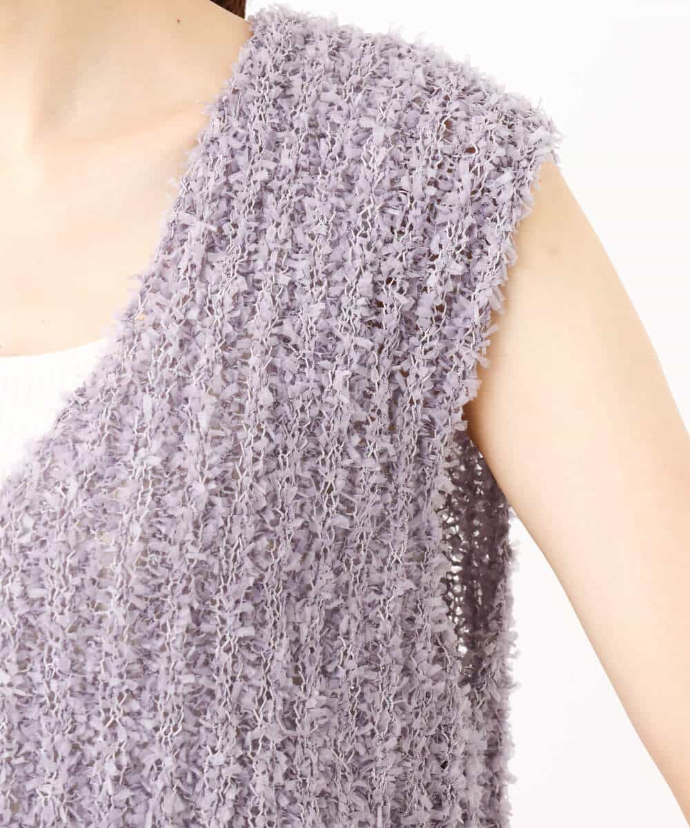 FKFJV20090 MK MICHEL KLEIN(MK ミッシェルクラン) リボンヤーンニットベスト/洗える パープル