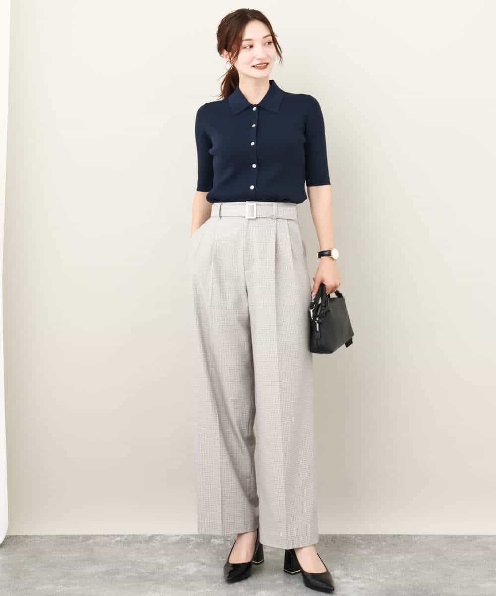 FKFJV21130 MK MICHEL KLEIN(MK ミッシェルクラン) コンパクトポロニットトップス/洗える イエロー