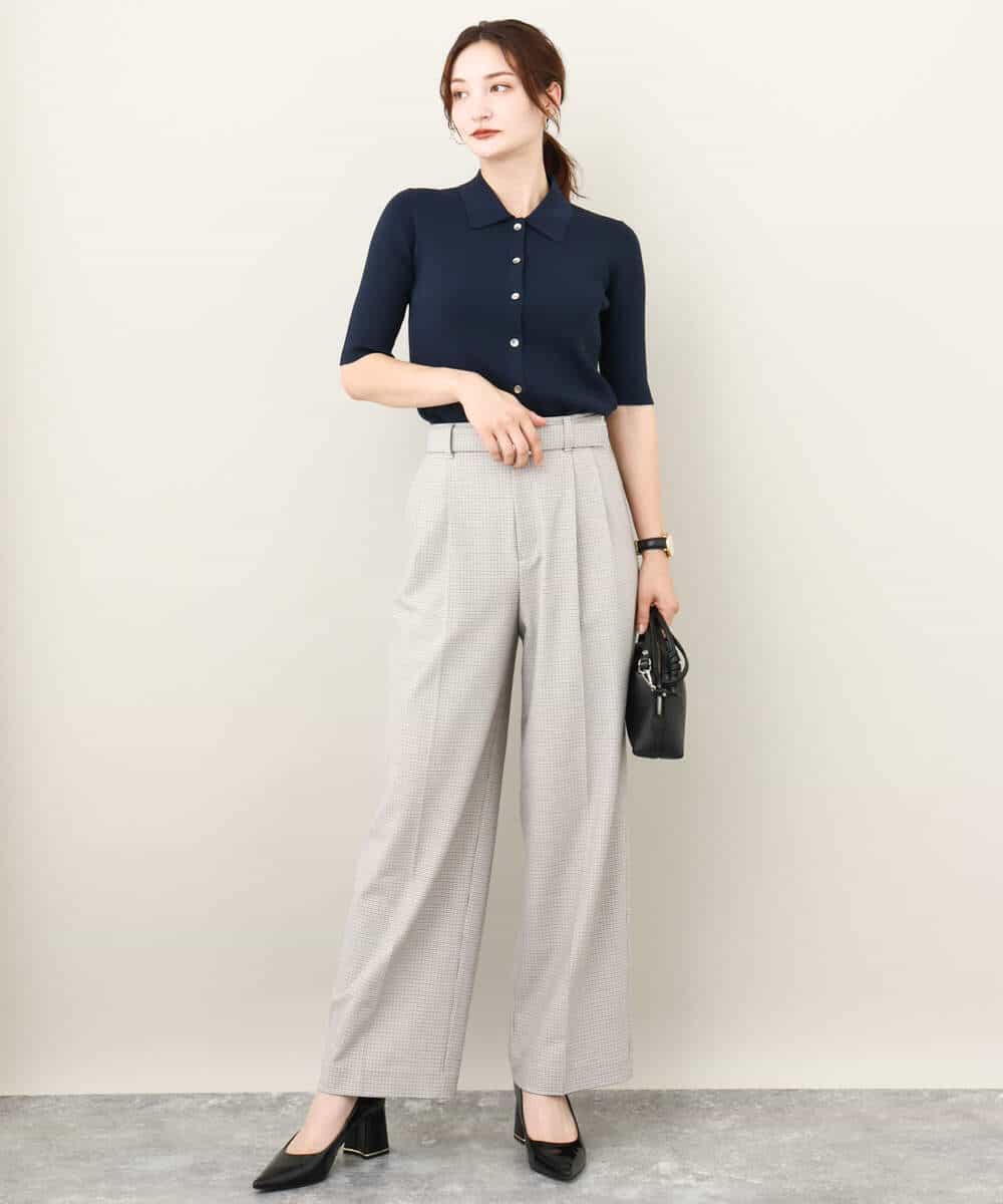 FKFJV21130 MK MICHEL KLEIN(MK ミッシェルクラン) コンパクトポロニットトップス/洗える イエロー