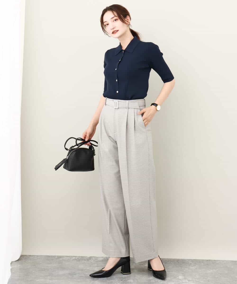 FKFJV21130 MK MICHEL KLEIN(MK ミッシェルクラン) コンパクトポロニットトップス/洗える イエロー