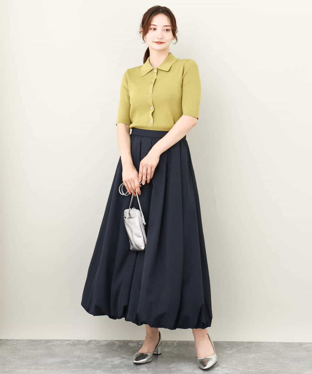 FKFJV21130 MK MICHEL KLEIN(MK ミッシェルクラン) コンパクトポロニットトップス/洗える イエロー