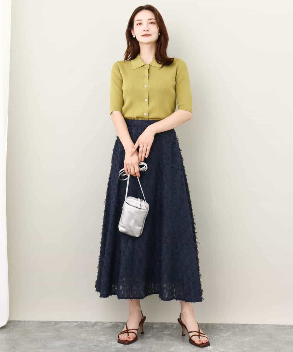 FKFJV21130 MK MICHEL KLEIN(MK ミッシェルクラン) コンパクトポロニットトップス/洗える イエロー