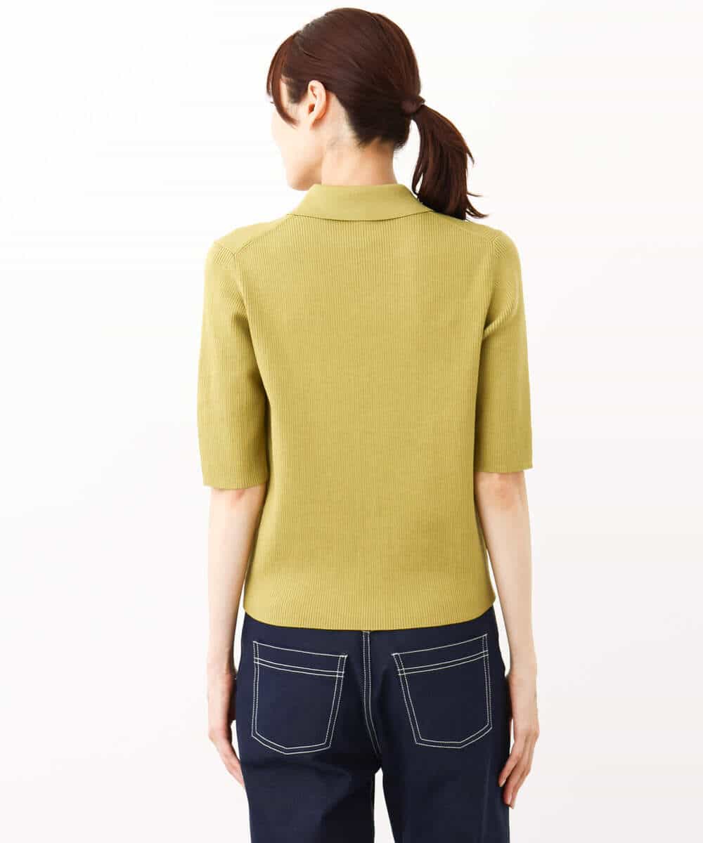 FKFJV21130 MK MICHEL KLEIN(MK ミッシェルクラン) コンパクトポロニットトップス/洗える イエロー
