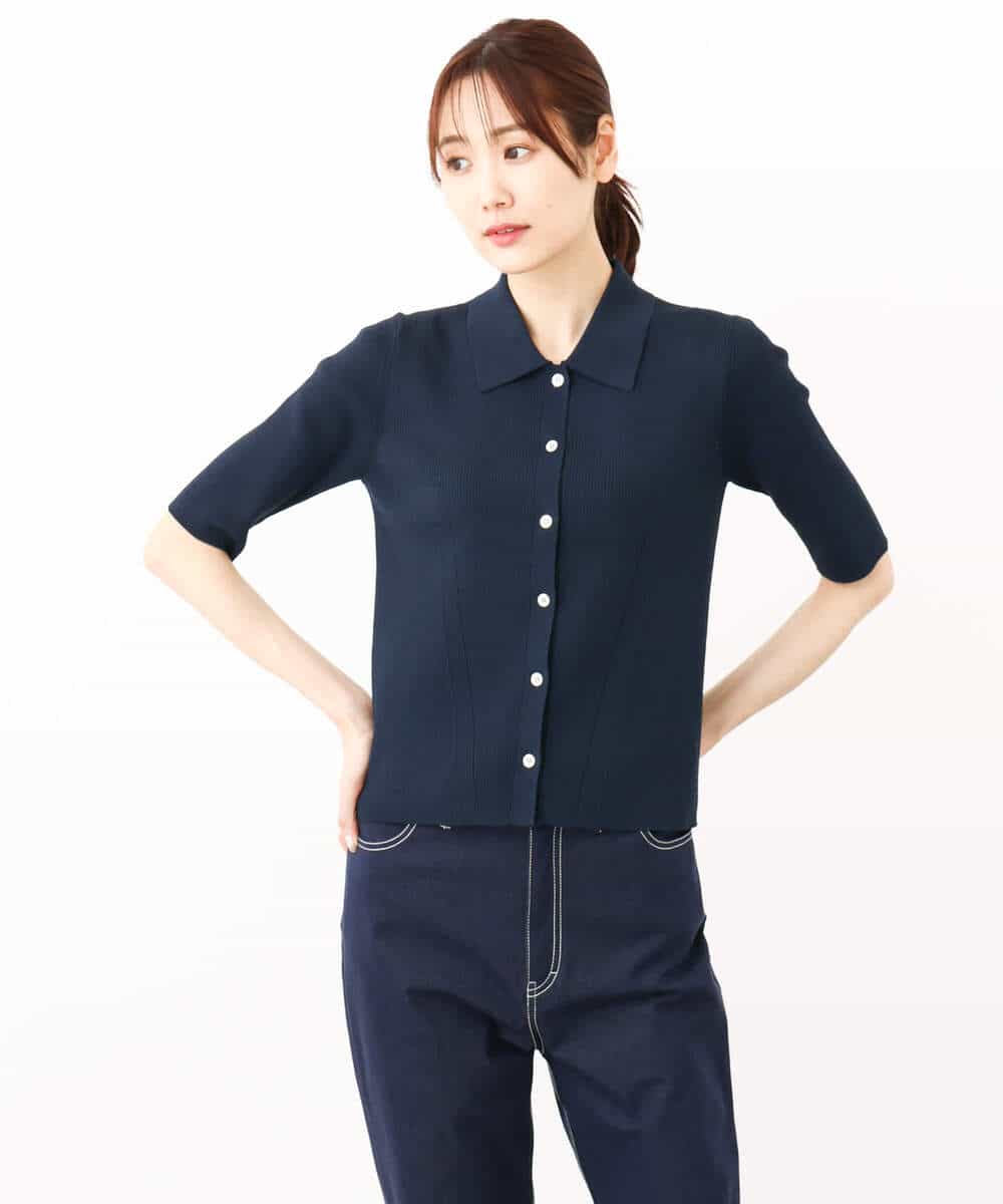 FKFJV21130 MK MICHEL KLEIN(MK ミッシェルクラン) コンパクトポロニットトップス/洗える イエロー