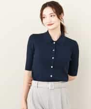 FKFJV21130 MK MICHEL KLEIN(MK ミッシェルクラン) コンパクトポロニットトップス/洗える ネイビー