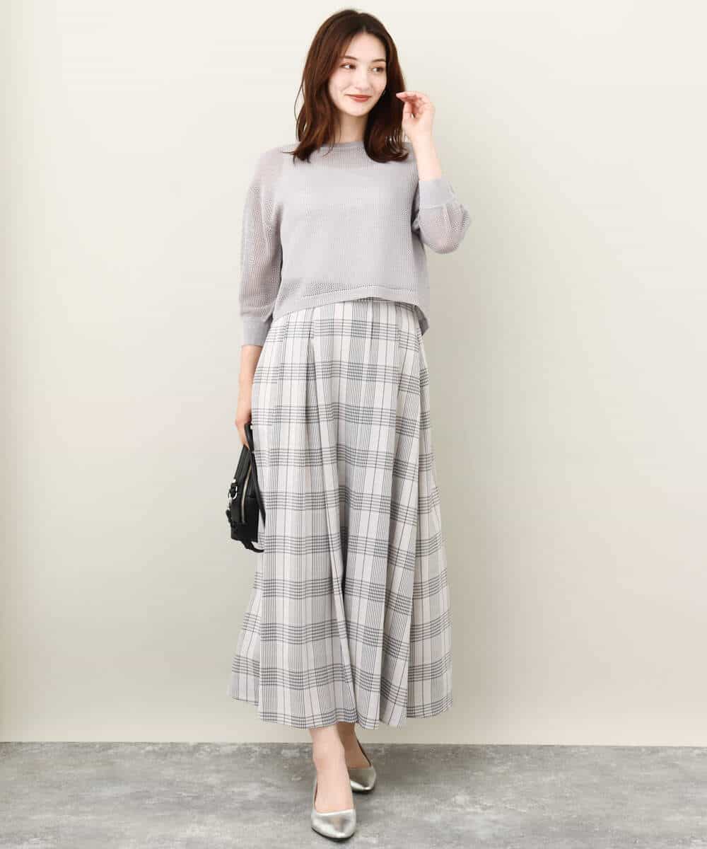 FKFJV24125 MK MICHEL KLEIN(MK ミッシェルクラン) スパンコールメッシュニット/洗える ネイビー