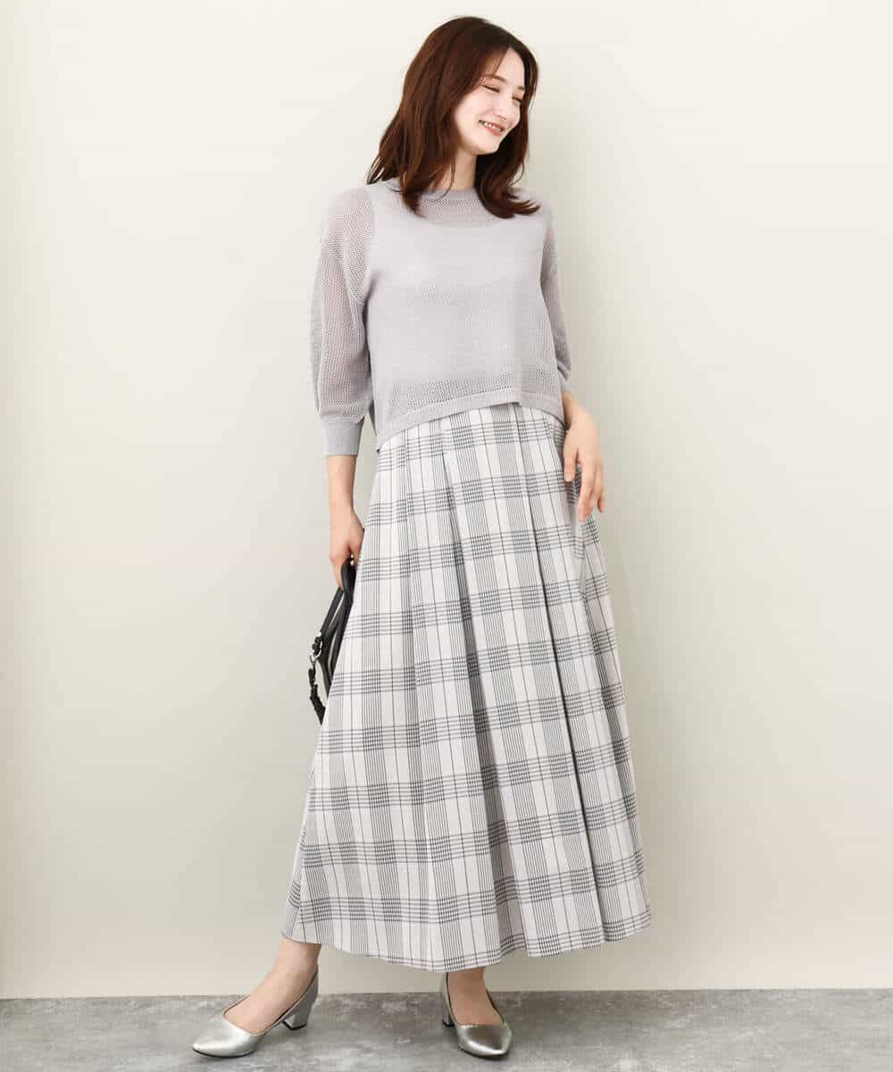 FKFJV24125 MK MICHEL KLEIN(MK ミッシェルクラン) スパンコールメッシュニット/洗える ネイビー