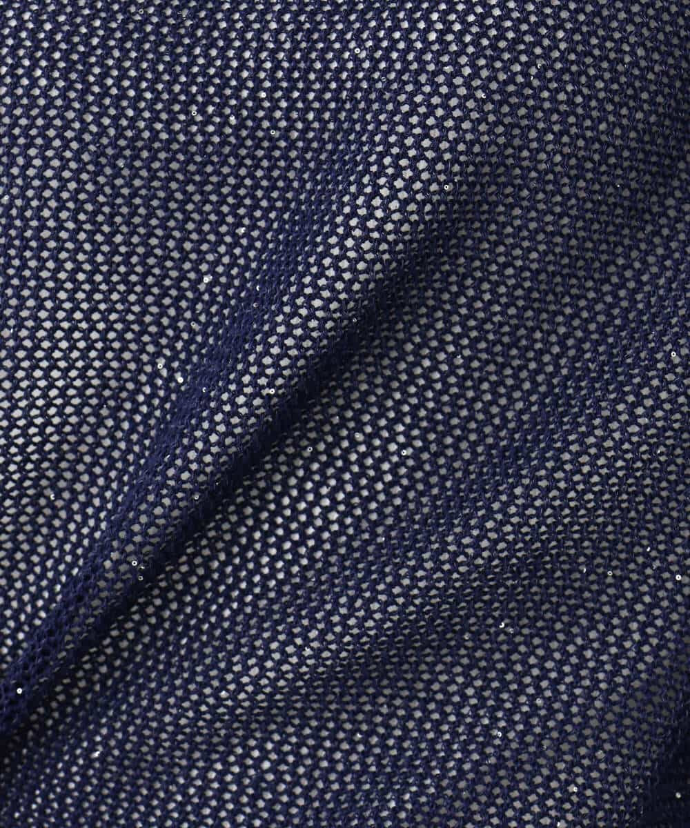 FKFJV24125 MK MICHEL KLEIN(MK ミッシェルクラン) スパンコールメッシュニット/洗える ネイビー