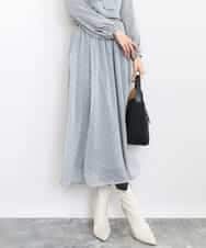 FKHAD04140 MK MICHEL KLEIN(MK ミッシェルクラン) チェック柄シフォンスカート/洗える グレー