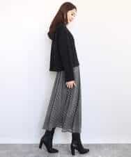 FKHAD04140 MK MICHEL KLEIN(MK ミッシェルクラン) チェック柄シフォンスカート/洗える ブラック