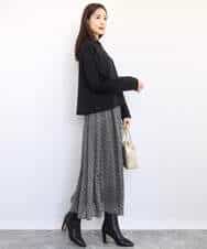 FKHAD04140 MK MICHEL KLEIN(MK ミッシェルクラン) チェック柄シフォンスカート/洗える ブラック