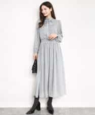 FKHAD04140 MK MICHEL KLEIN(MK ミッシェルクラン) チェック柄シフォンスカート/洗える ブラック