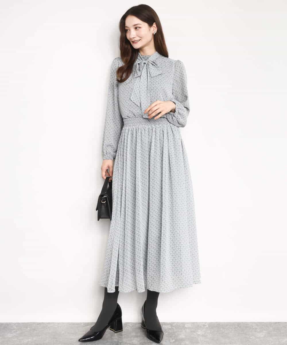 FKHAD04140 MK MICHEL KLEIN(MK ミッシェルクラン) チェック柄シフォンスカート/洗える ブラック