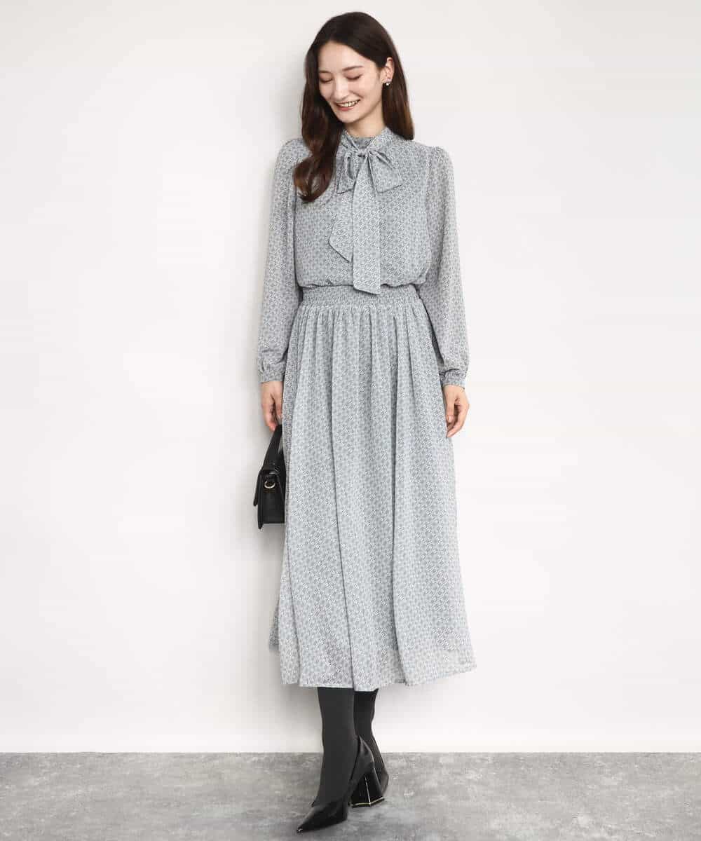 FKHAD04140 MK MICHEL KLEIN(MK ミッシェルクラン) チェック柄シフォンスカート/洗える ブラック