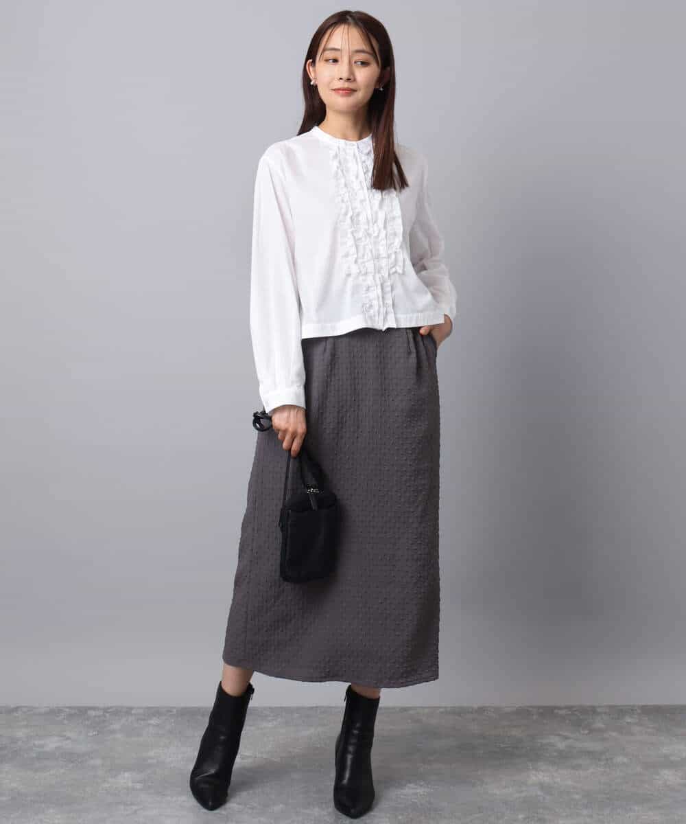 FKHAD30150 MK MICHEL KLEIN(MK ミッシェルクラン) エンボス加工ナロースカート/洗える ダークグレー