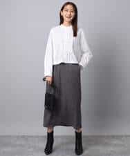 FKHAD30150 MK MICHEL KLEIN(MK ミッシェルクラン) エンボス加工ナロースカート/洗える ダークグレー