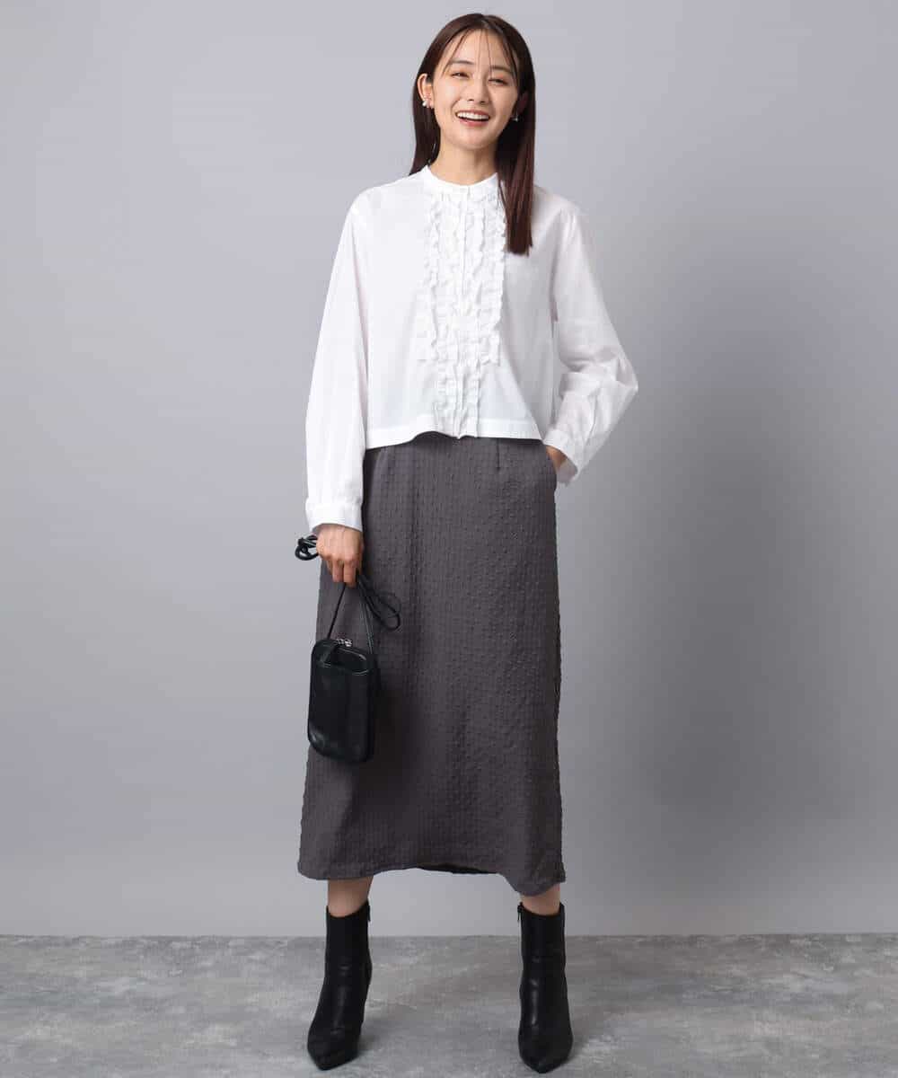 FKHAD30150 MK MICHEL KLEIN(MK ミッシェルクラン) エンボス加工ナロースカート/洗える ダークグレー