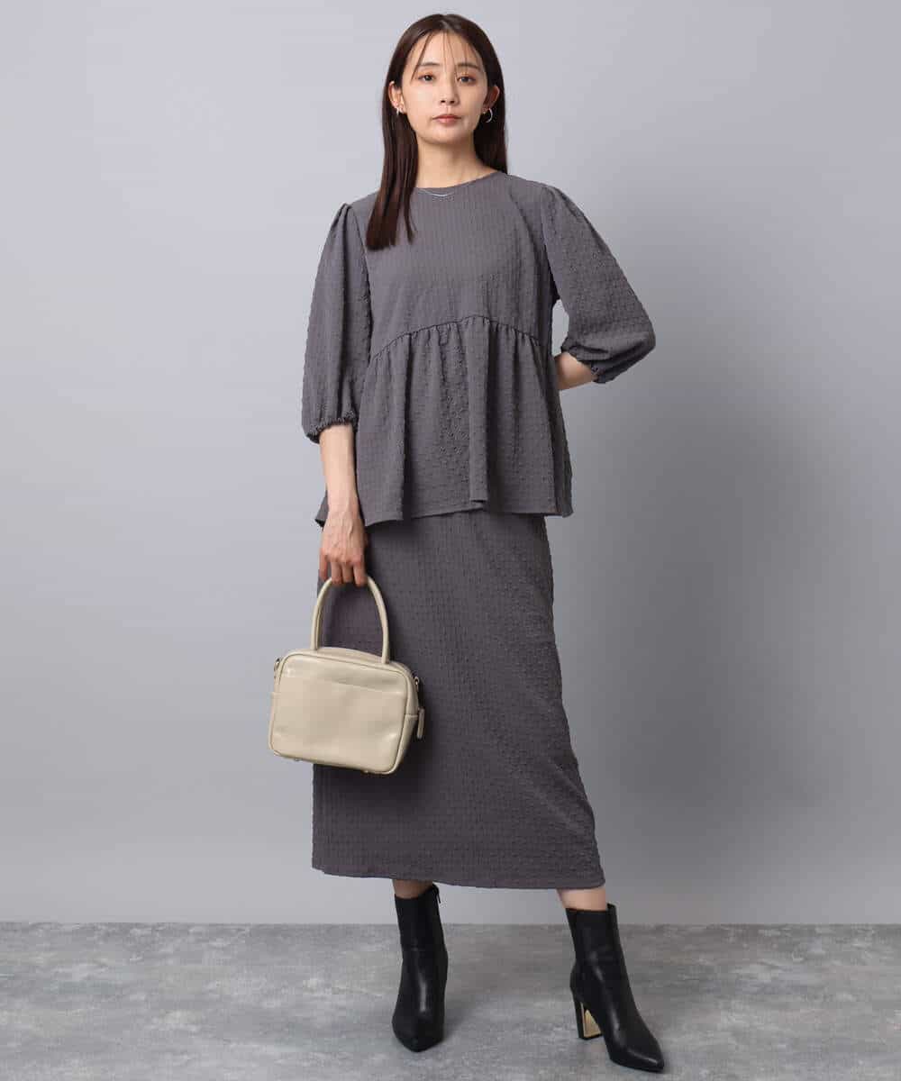 FKHAD30150 MK MICHEL KLEIN(MK ミッシェルクラン) エンボス加工ナロースカート/洗える ダークグレー