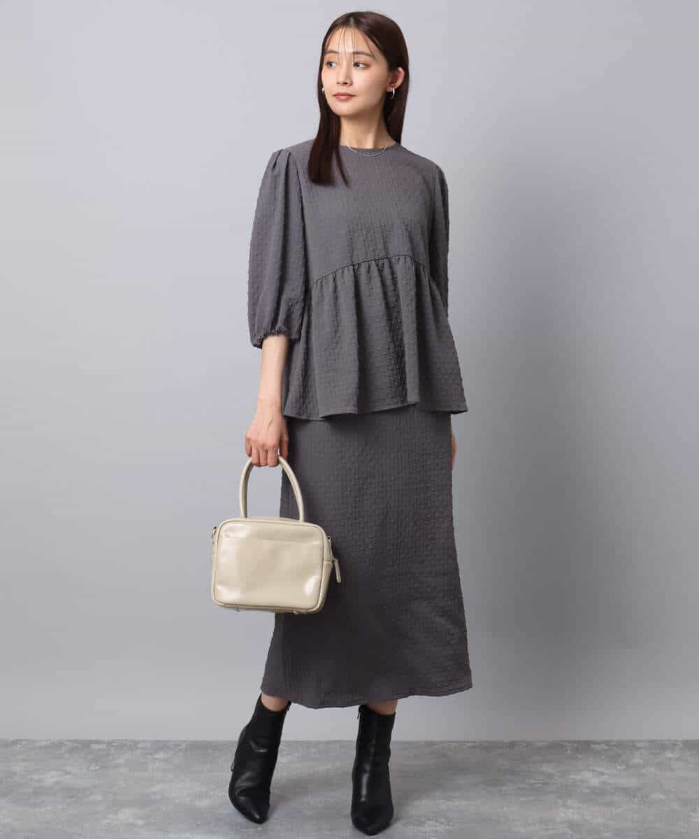 FKHAD30150 MK MICHEL KLEIN(MK ミッシェルクラン) エンボス加工ナロースカート/洗える ダークグレー