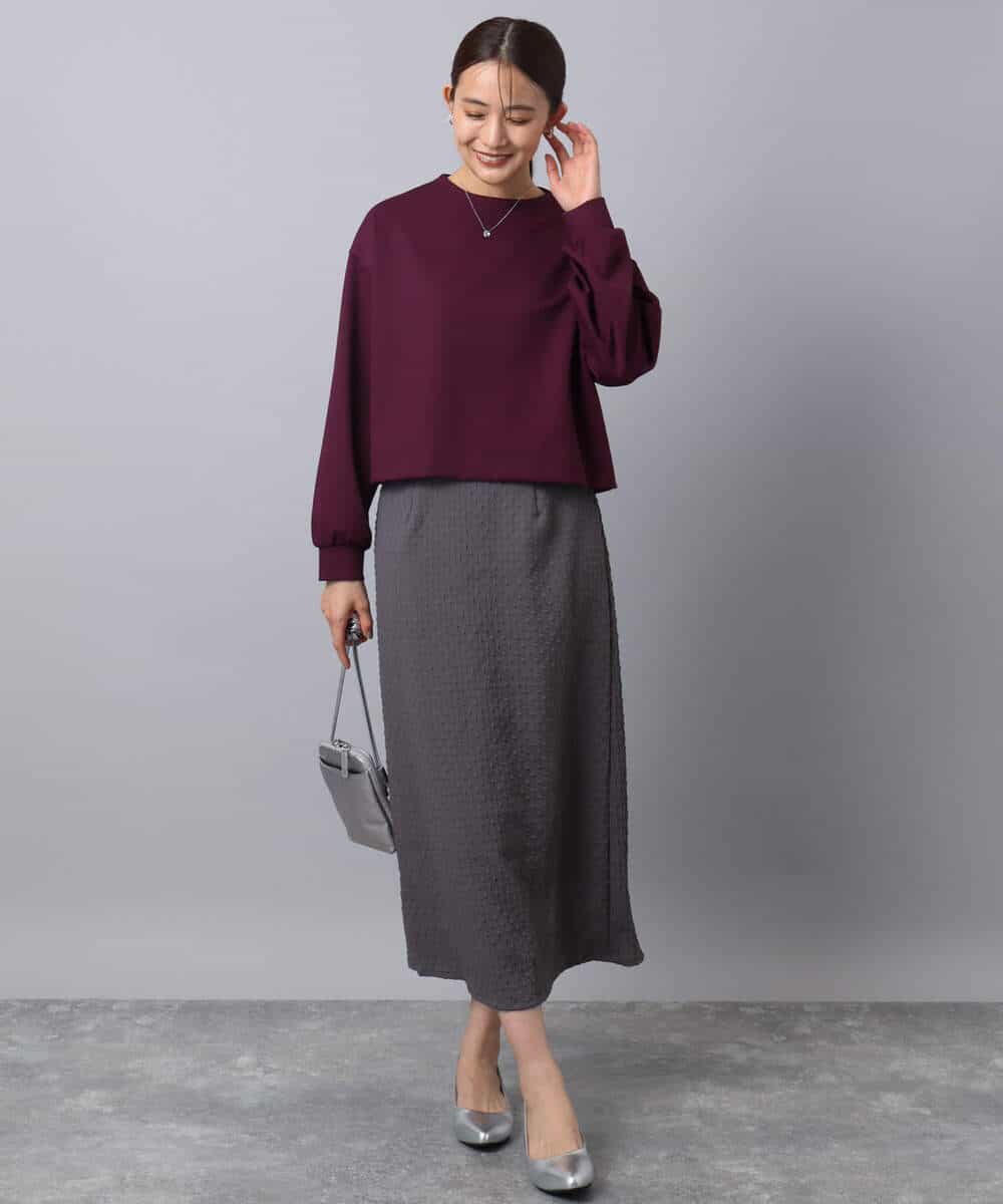 FKHAD30150 MK MICHEL KLEIN(MK ミッシェルクラン) エンボス加工ナロースカート/洗える ダークグレー